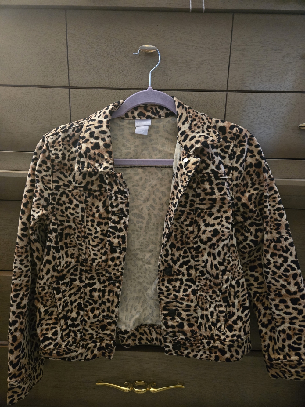 Chicos Leopard Print Women's Jacket - Tan/Black